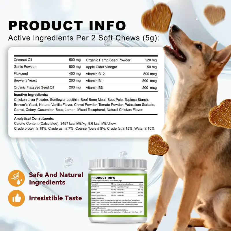 OURCARES Flea & Tick Prevention Support Chews for Dogs – Nutritional Supplement, Not a Treatment – 120Count, Plant-Based Chicken Flavor with Probiotics, Coconut Oil, Flaxseed & Fish Oil – For All Breeds and Ages